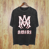 Amiri Washed Distressed T Shirt Printed Trendy Pure Cotton